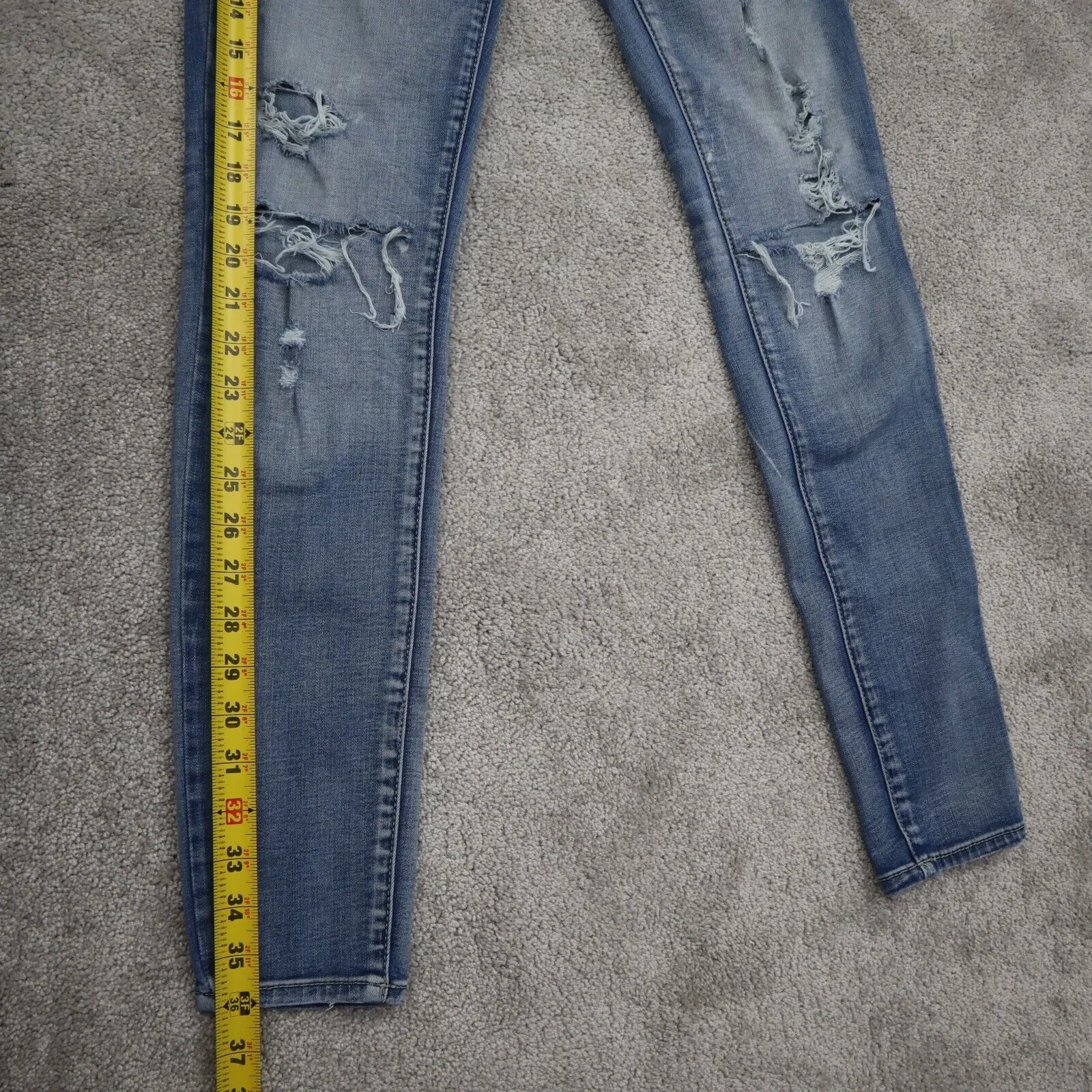American Eagle Women Jegging Jeans Skinny Leg Distressed Stretch Blue Size 6R