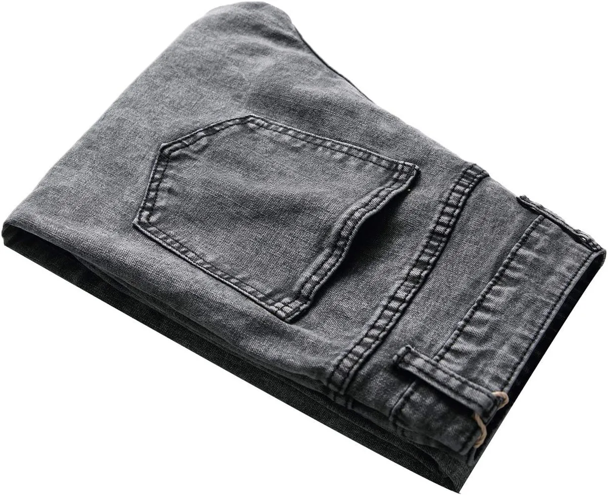 Andongnywell Men's Relaxed Straight Fit Jean Relaxed-Fit Straight-Leg Jeans Vintage Wash Western Denim Pant