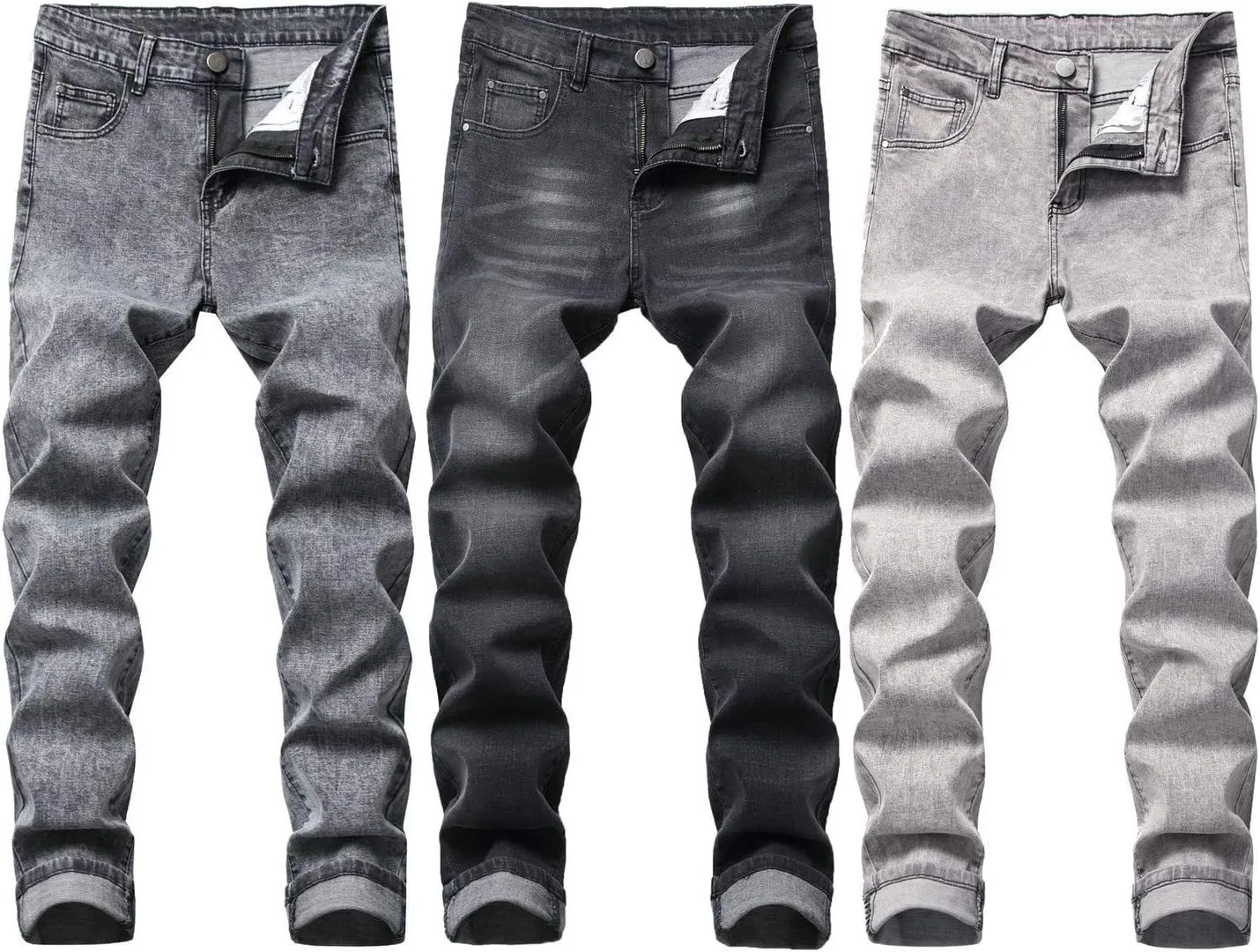 Andongnywell Men's Relaxed Straight Fit Jean Relaxed-Fit Straight-Leg Jeans Vintage Wash Western Denim Pant