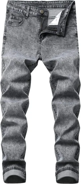 Andongnywell Men's Relaxed Straight Fit Jean Relaxed-Fit Straight-Leg Jeans Vintage Wash Western Denim Pant