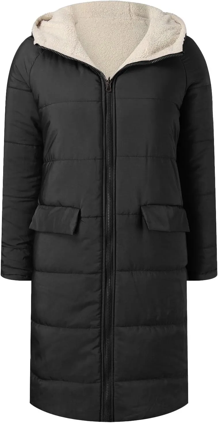 ChicCrate Women's 2025 Winter Fashion Clothes Oversized Shearling Warm Coat Fleece Long Coats Jackets Outerwear