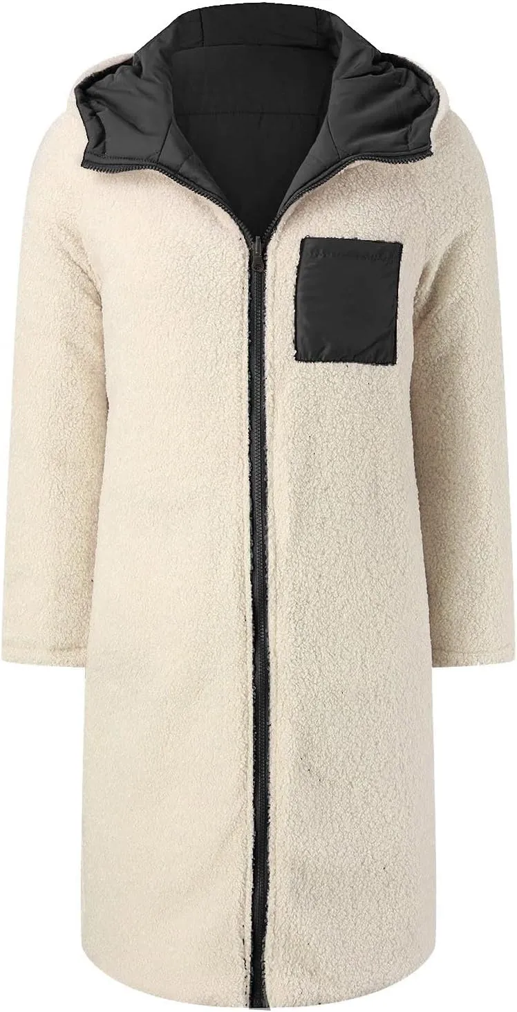 ChicCrate Women's 2025 Winter Fashion Clothes Oversized Shearling Warm Coat Fleece Long Coats Jackets Outerwear