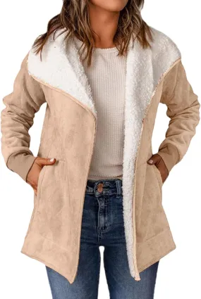 cooki Trench Coat for Women 2023 Women's Winter Warm Stand Collar Sherpa Lined Outerwear Fleece Jacket Coats Winter Warm Coat