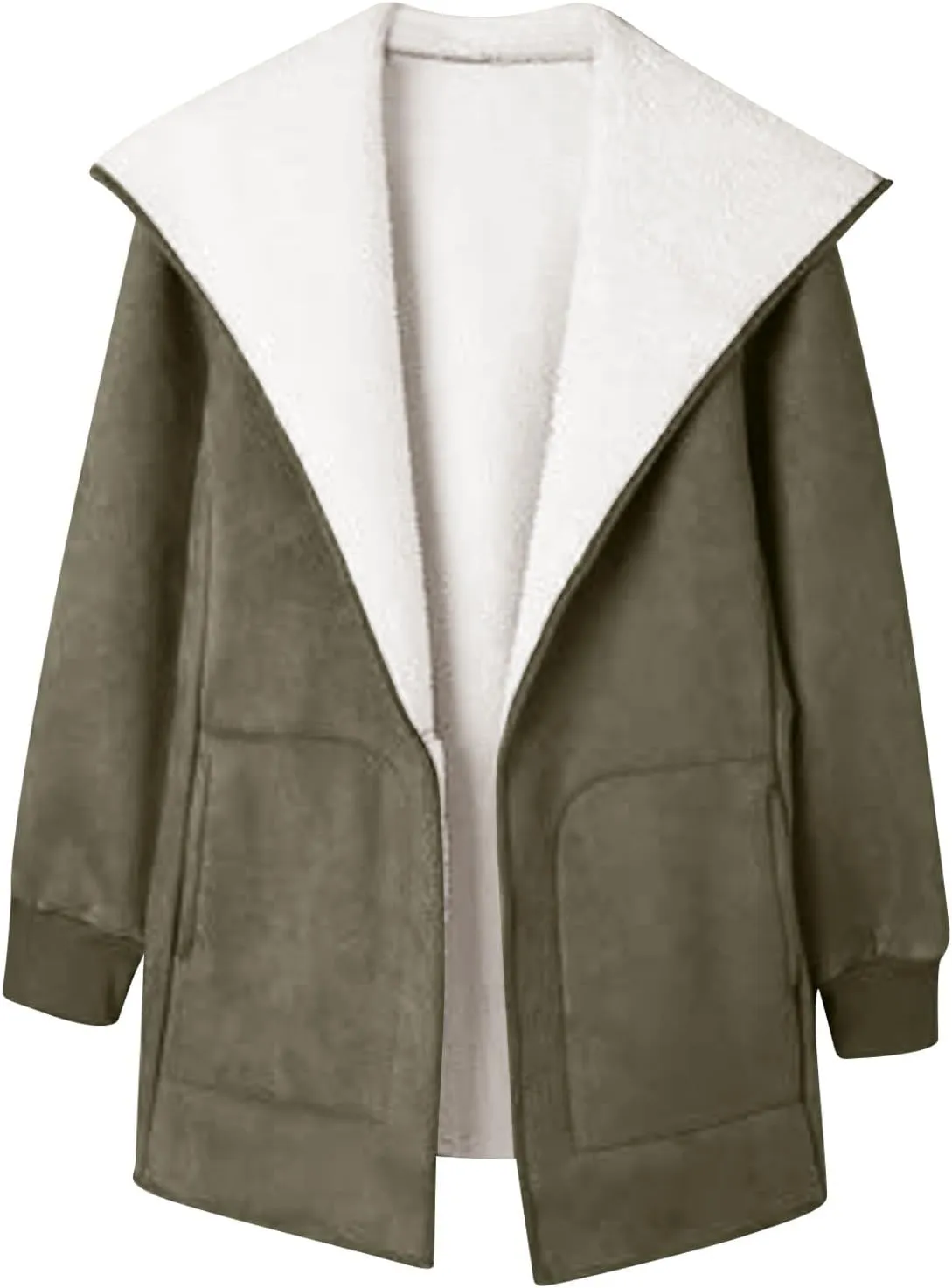 cooki Trench Coat for Women 2023 Women's Winter Warm Stand Collar Sherpa Lined Outerwear Fleece Jacket Coats Winter Warm Coat