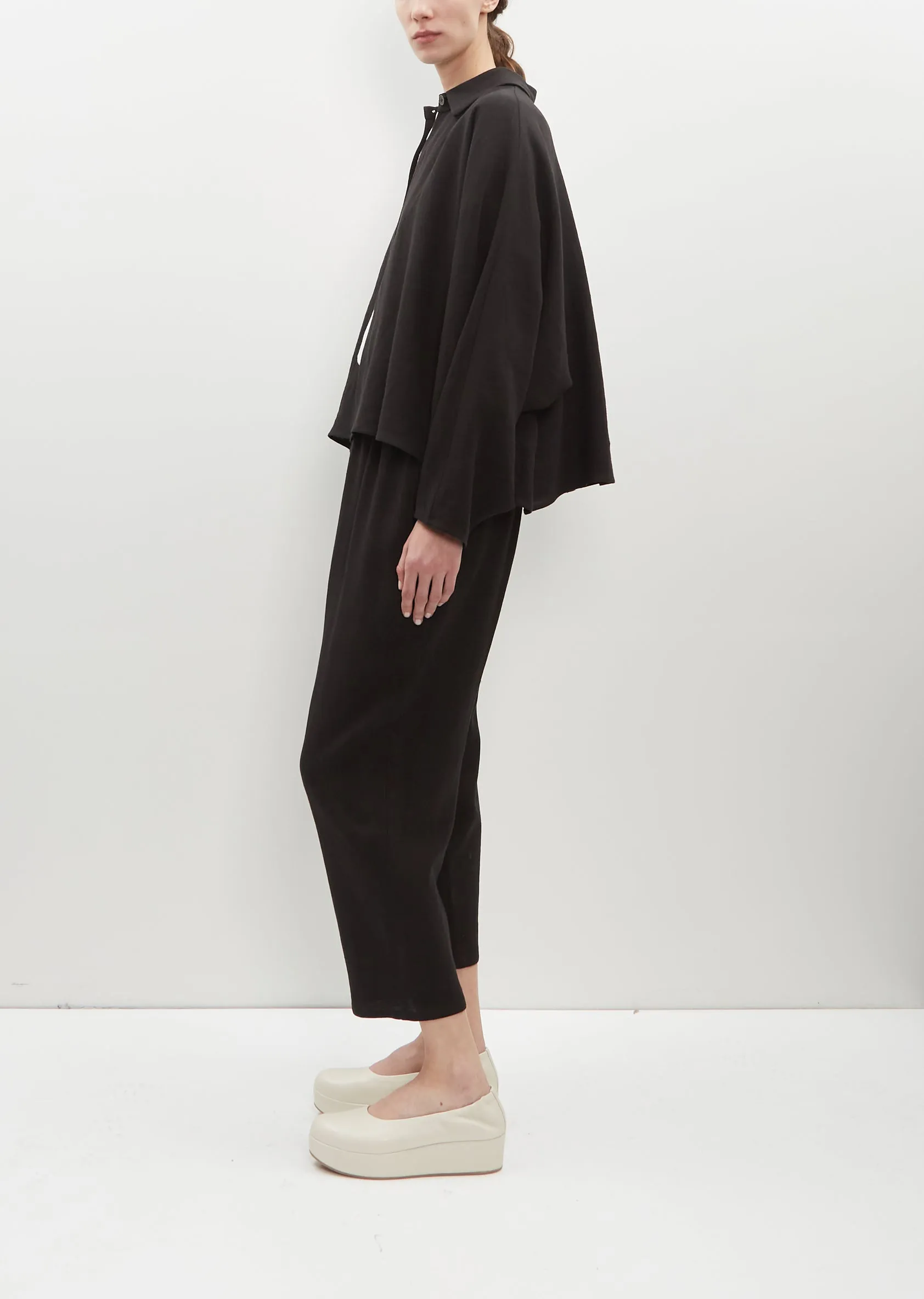 Crepe Linen Short Coat with Collar