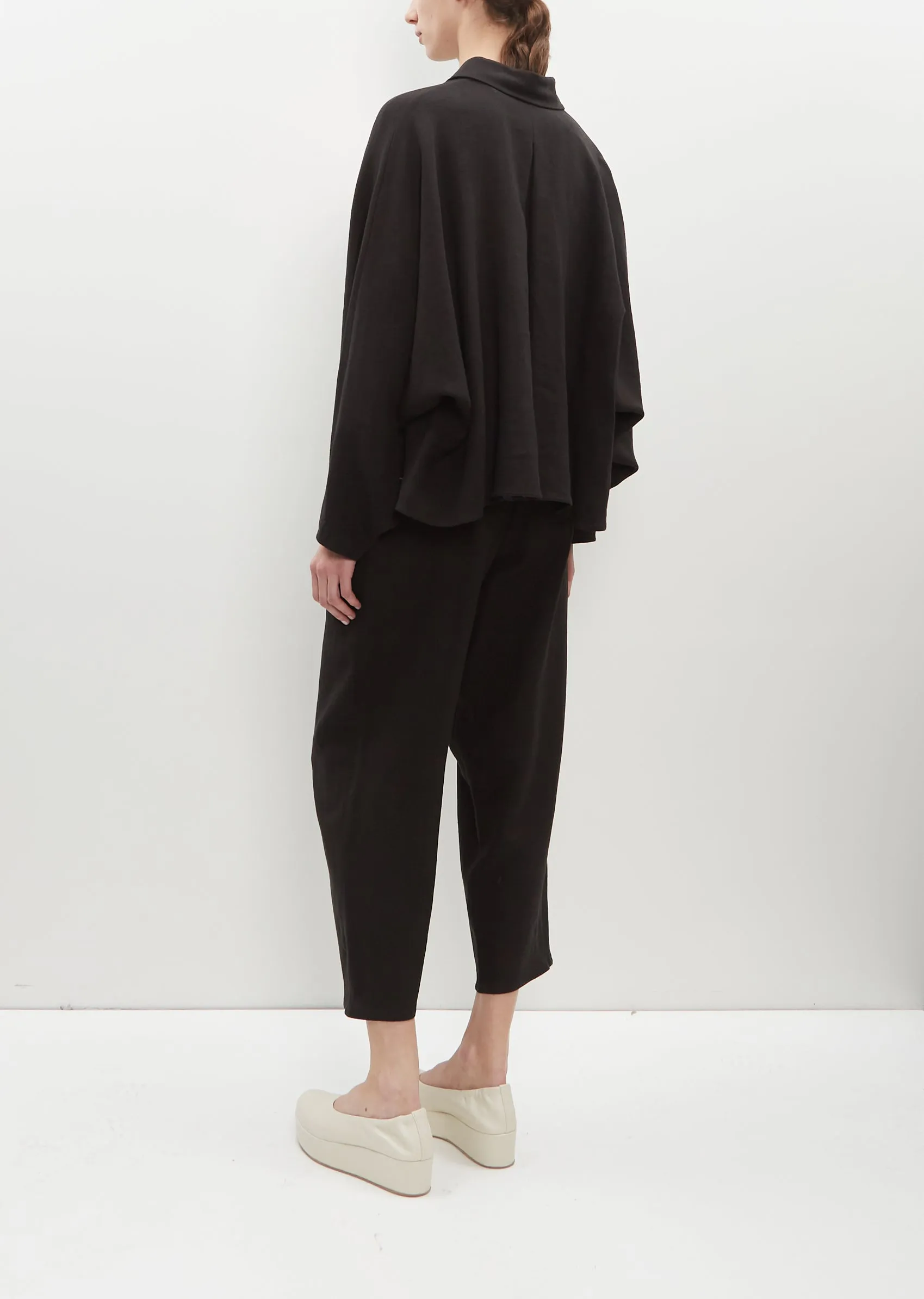 Crepe Linen Short Coat with Collar
