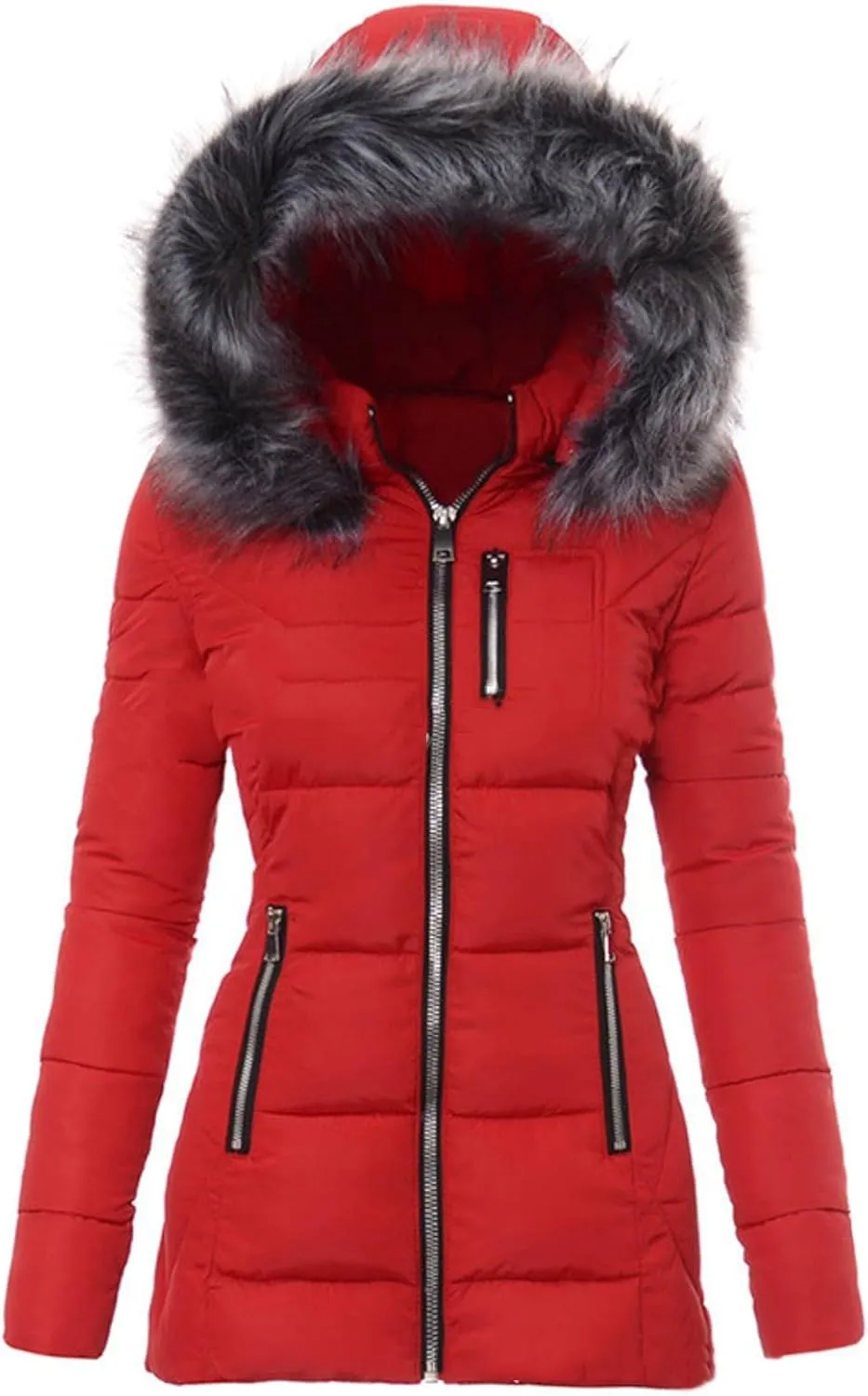 Cropped Puffer Jacket Women Ultralight Down Coat Packable Parkas Jacket Water-Resistant Zip Up Winter Hooded Quilted Coat