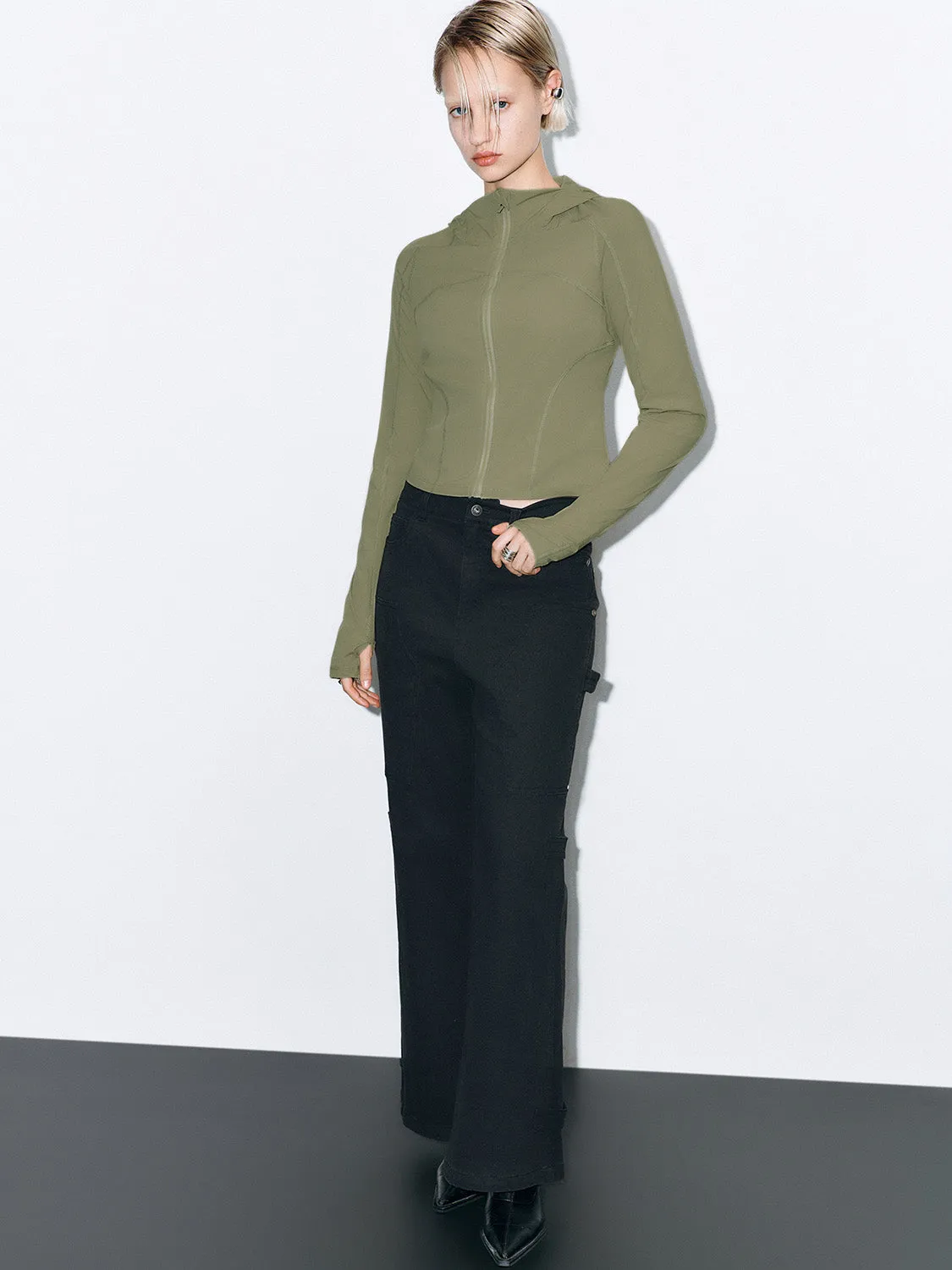 Cropped Zip Up Front Jackets