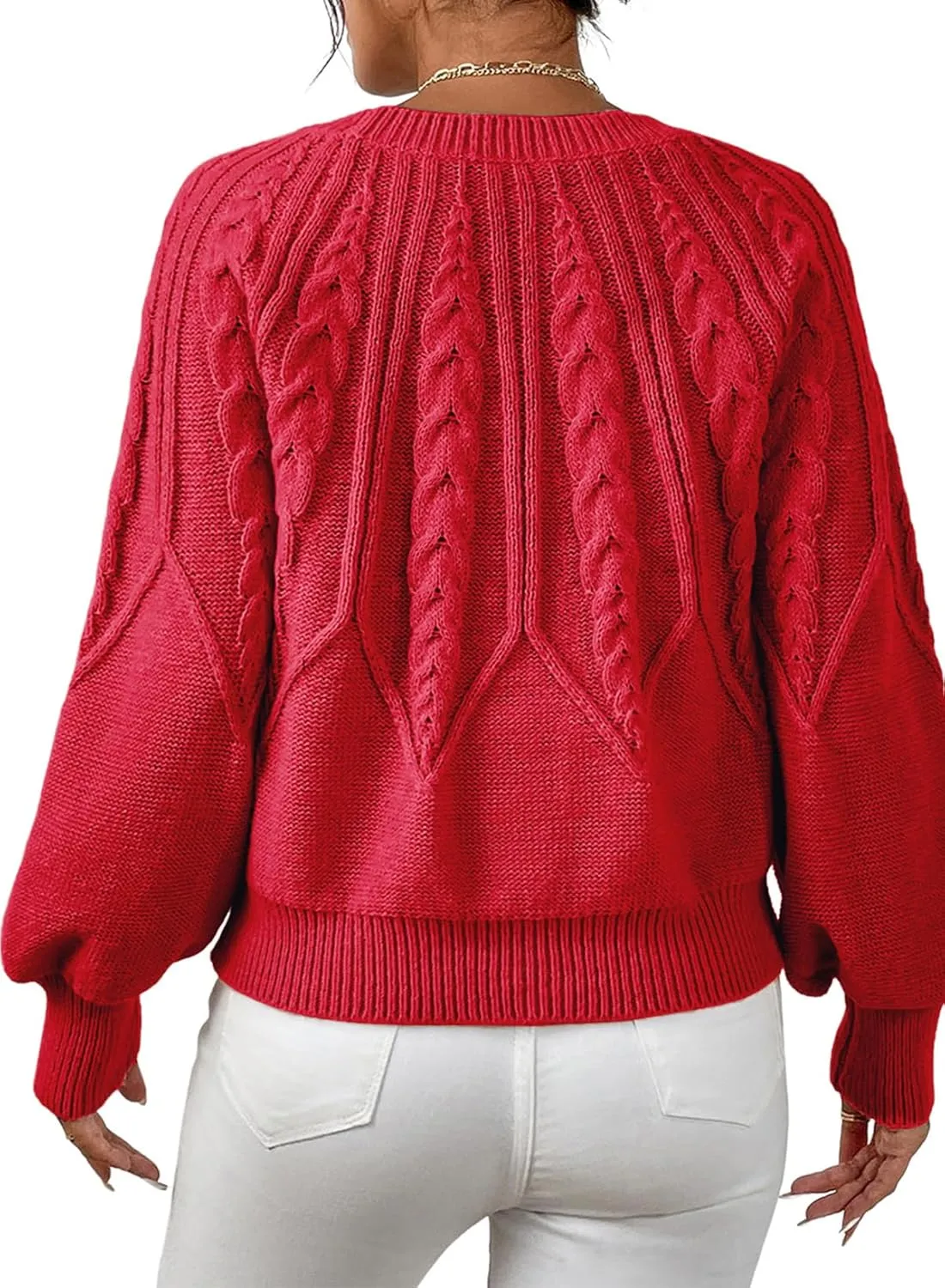 Dokotoo Womens Sweaters Crewneck Long Sleeve Cable Knit Chunky Sweater Tops Fashion 2024 Fall Outifits