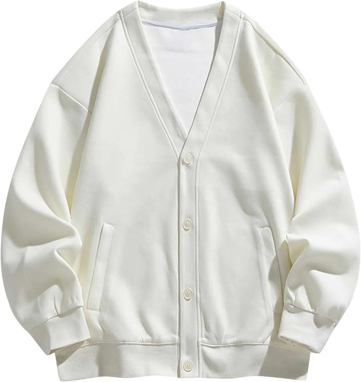 Fashion Oversized Cardigan Coat for Men Casual Button V Neck Sweater Jackets Plain Long Sleeve Outdoor Blouse Tops