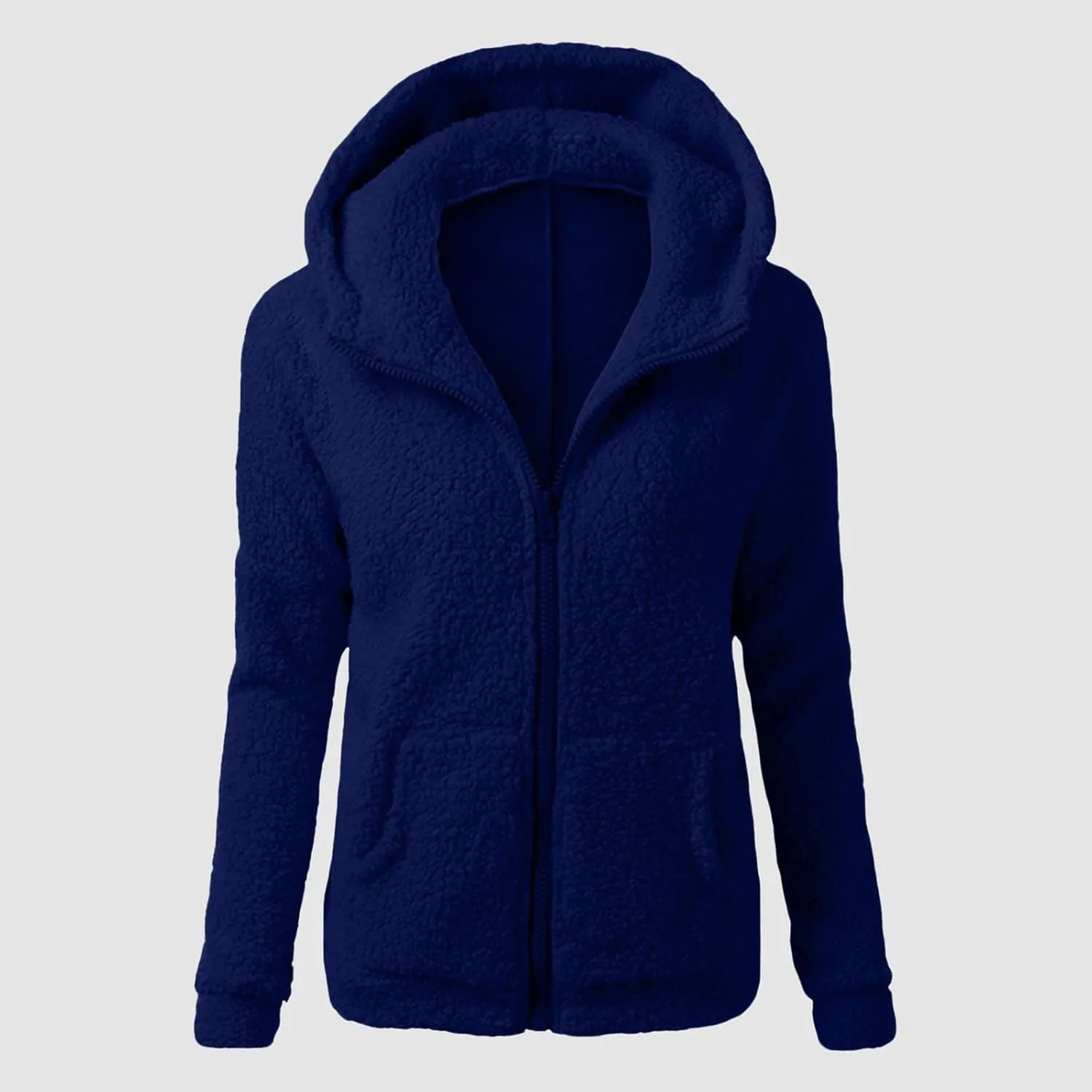 Fleece Jacket Women Sherpa Lined Thickened Plush Hooded Sweatshirts Casual Zip Up Long Sleeve Winter Warm Coats with Pockets
