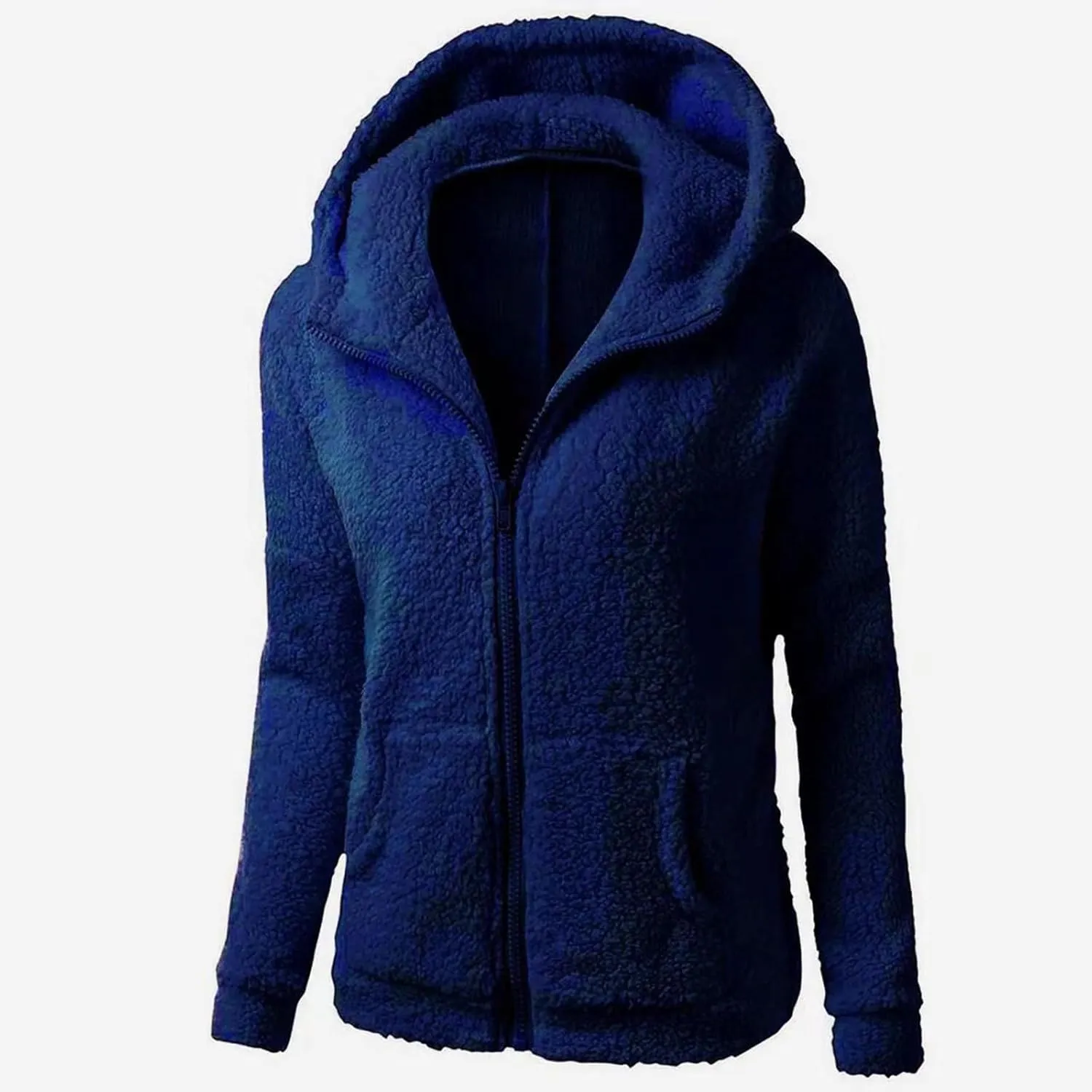 Fleece Jacket Women Sherpa Lined Thickened Plush Hooded Sweatshirts Casual Zip Up Long Sleeve Winter Warm Coats with Pockets