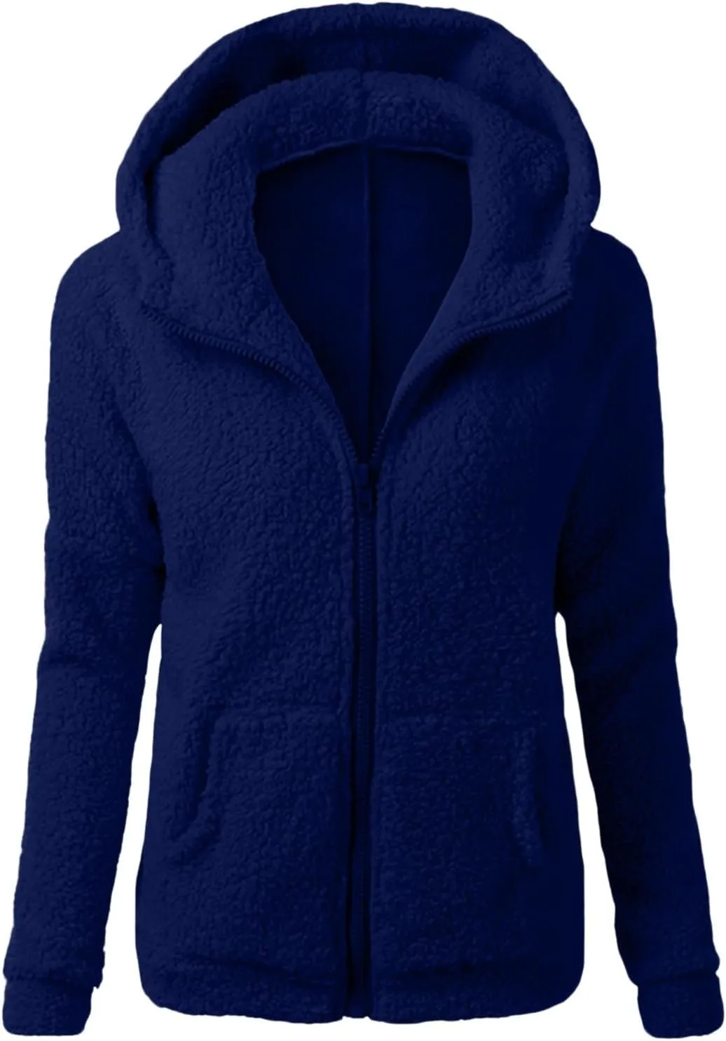Fleece Jacket Women Sherpa Lined Thickened Plush Hooded Sweatshirts Casual Zip Up Long Sleeve Winter Warm Coats with Pockets
