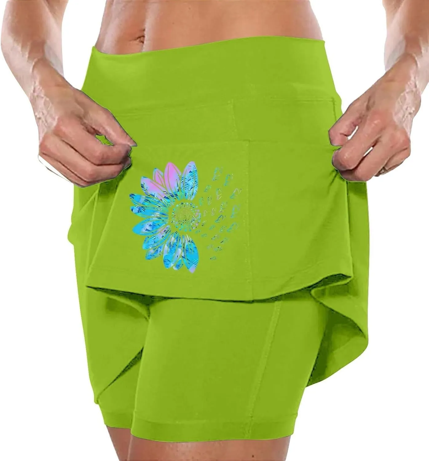 Golf Skirts for Women High Waistd Midi Tennis Skorts with Pockets Tummy Control Stretchy Aline Yoga Skirt with Shorts