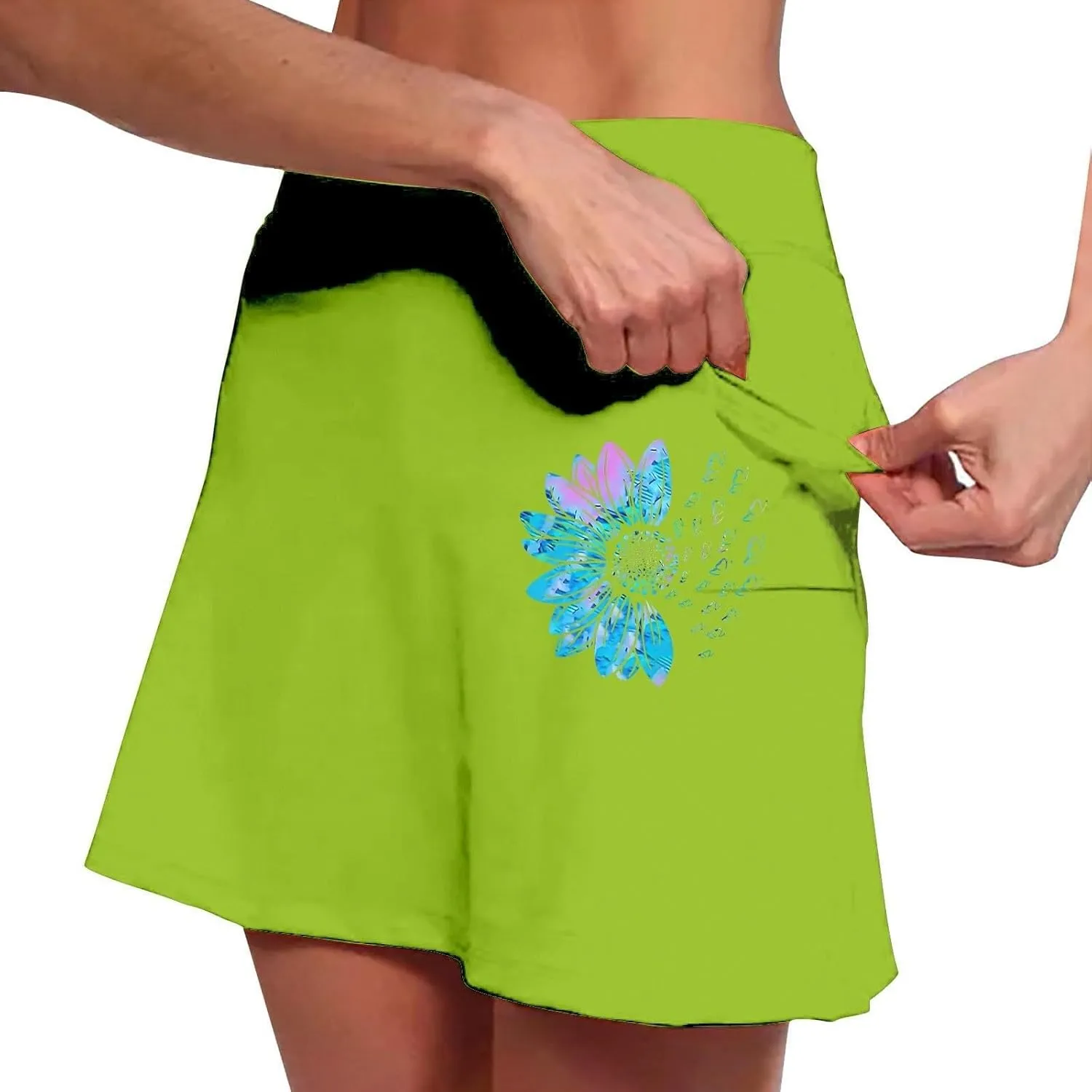 Golf Skirts for Women High Waistd Midi Tennis Skorts with Pockets Tummy Control Stretchy Aline Yoga Skirt with Shorts