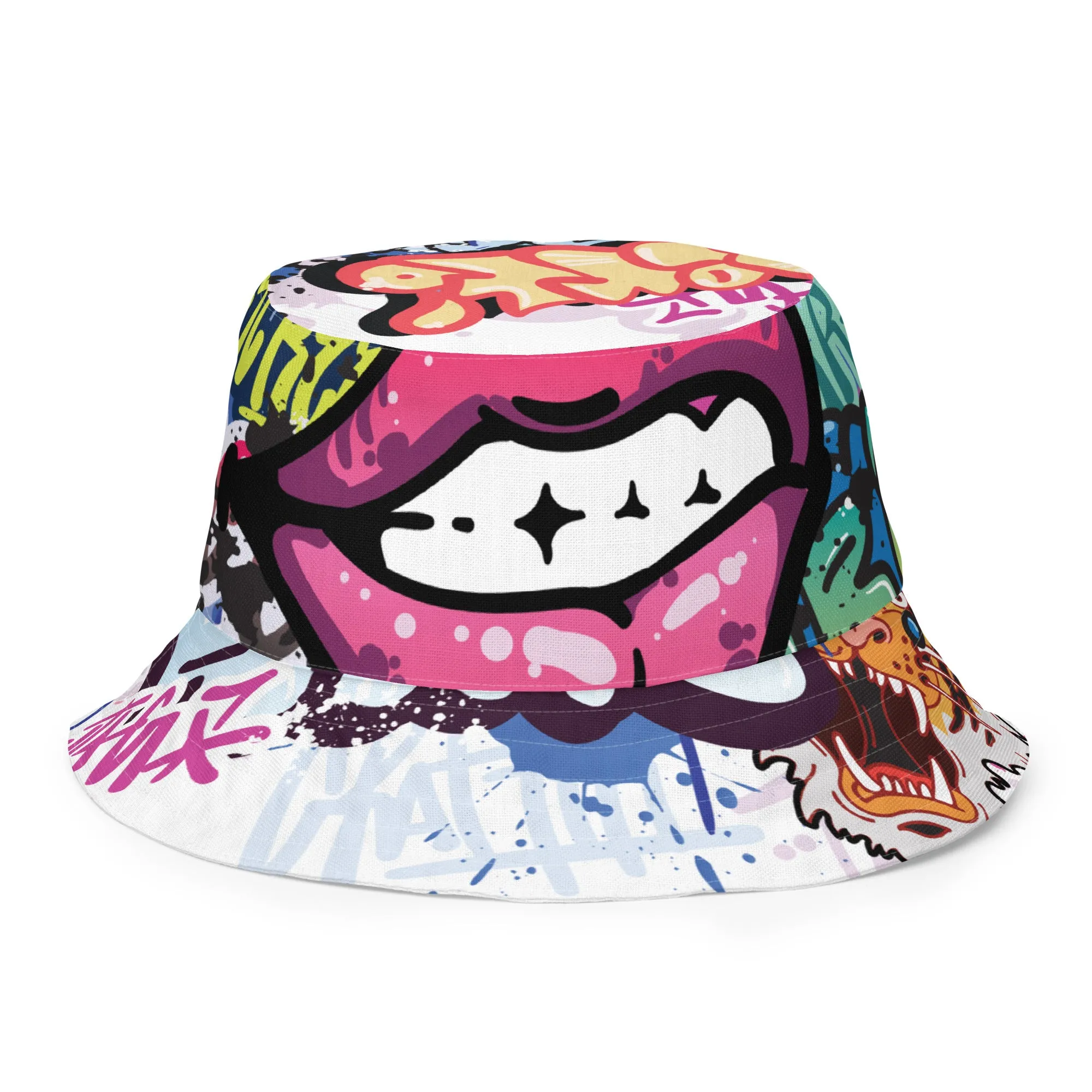 Graffiti Lips Reversible bucket hat