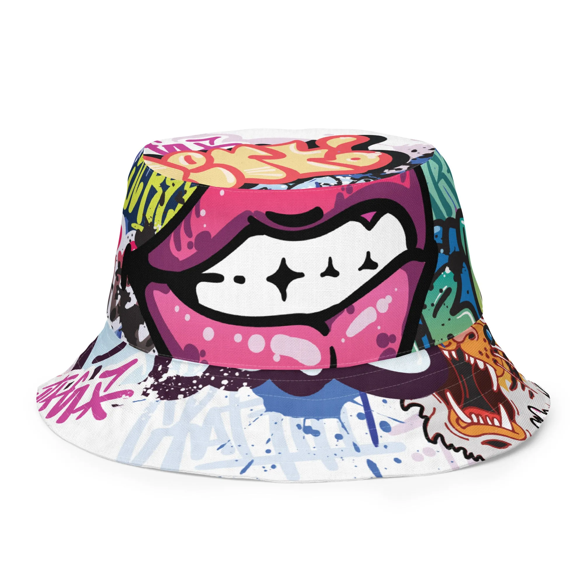 Graffiti Lips Reversible bucket hat