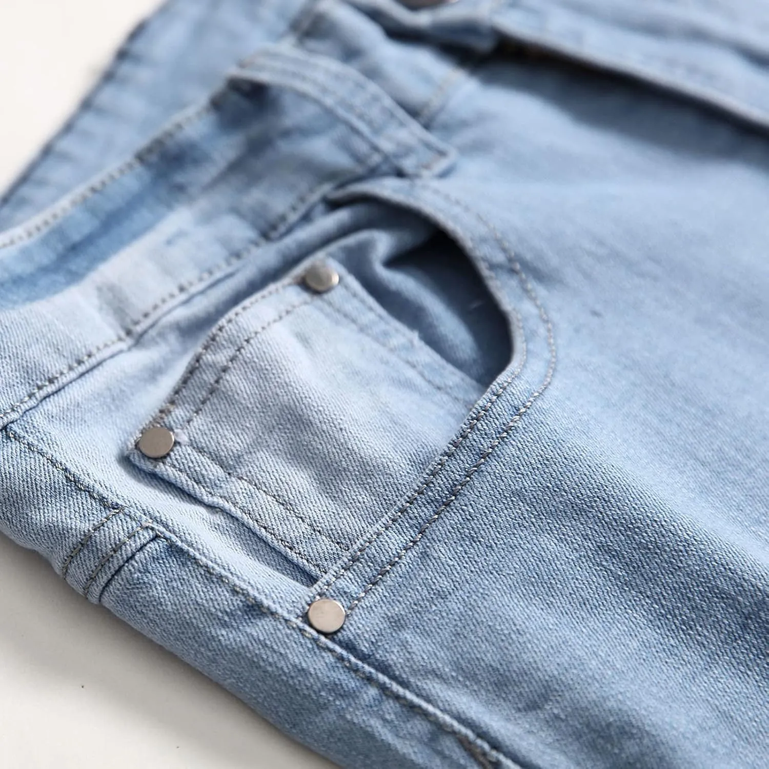 Jeans for Men Stretch Fit Slim Destroyed Distressed Taper Zipper Pants with Holes Distressed Tapered Jeans 2025