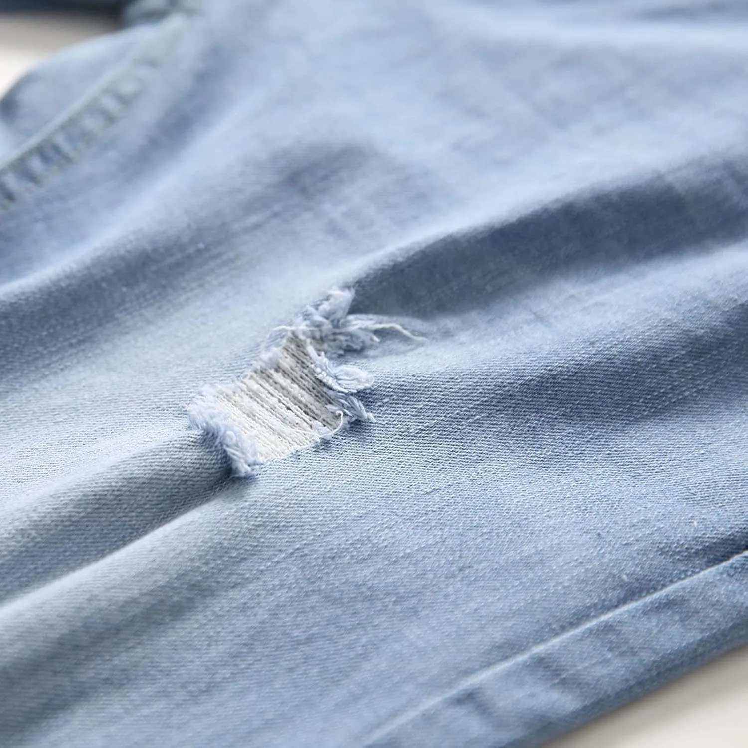 Jeans for Men Stretch Fit Slim Destroyed Distressed Taper Zipper Pants with Holes Distressed Tapered Jeans 2025