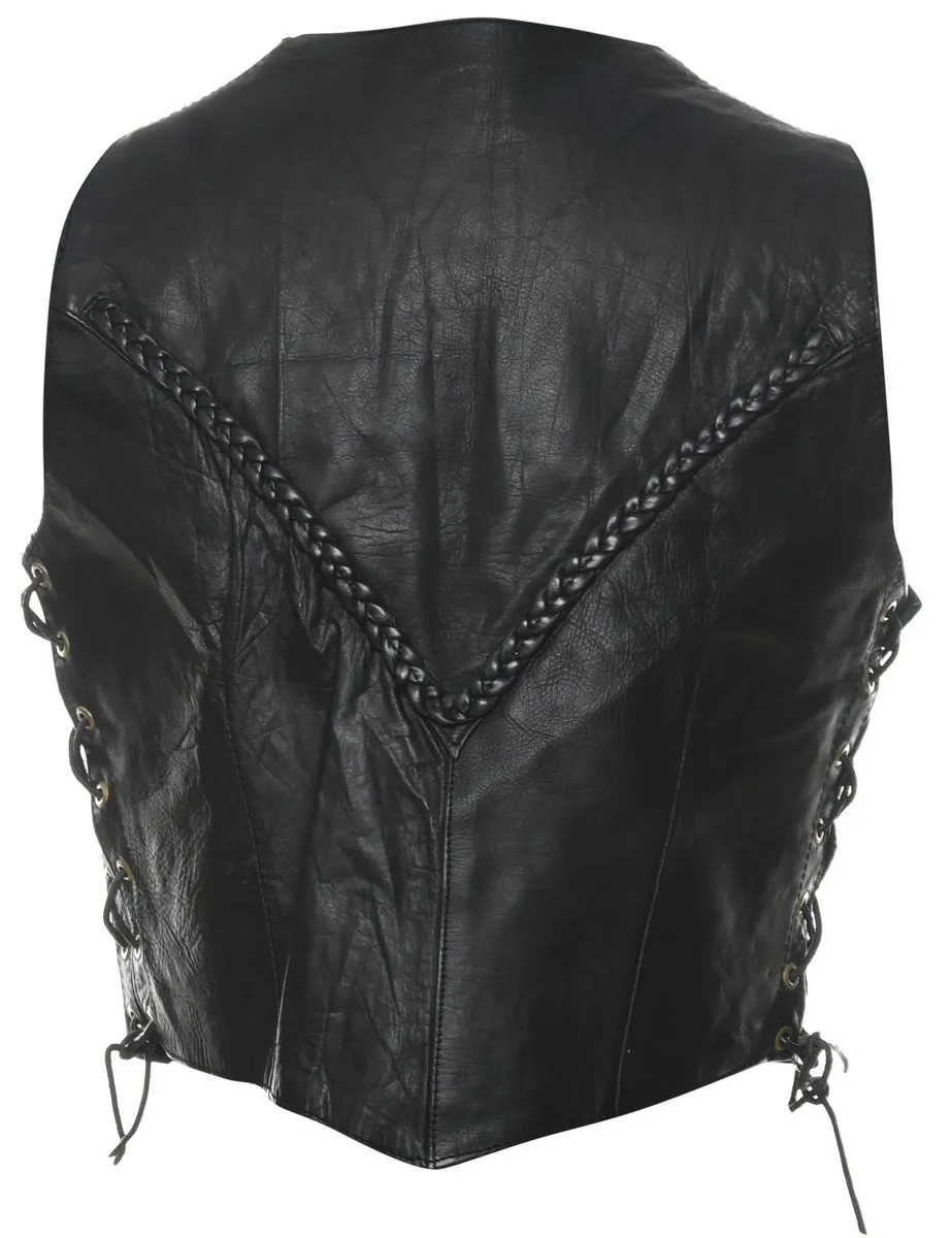 Leather Black Waistcoat - S