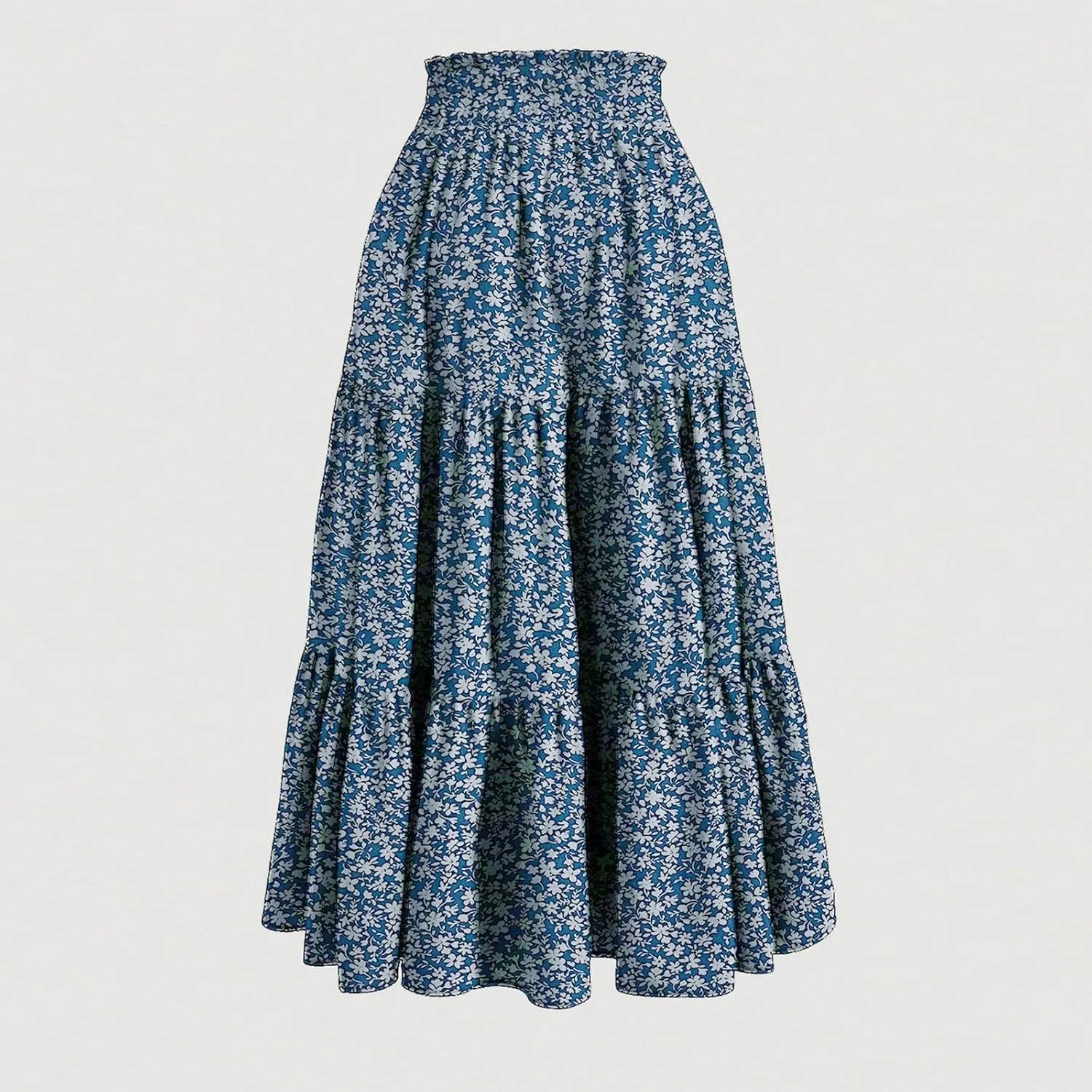 Maxi Skirts for Women Trendy Summer A Line Long Skirt Drawstring High Waisted Tiered Flowy Pleated Skirt with Pockets