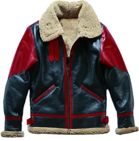 Men's Shearling Coat Casual Faux Leather Motorcycle Jacket Trendy Color Block Motor Biker Jacket Fleece Lined Outwear