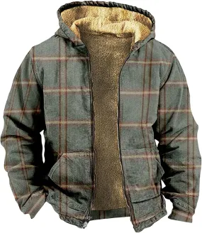 Men'S Winter Coats With Hood Fleece Lined Zipper Graphic Coat Warm Heavy Fashion Jacket
