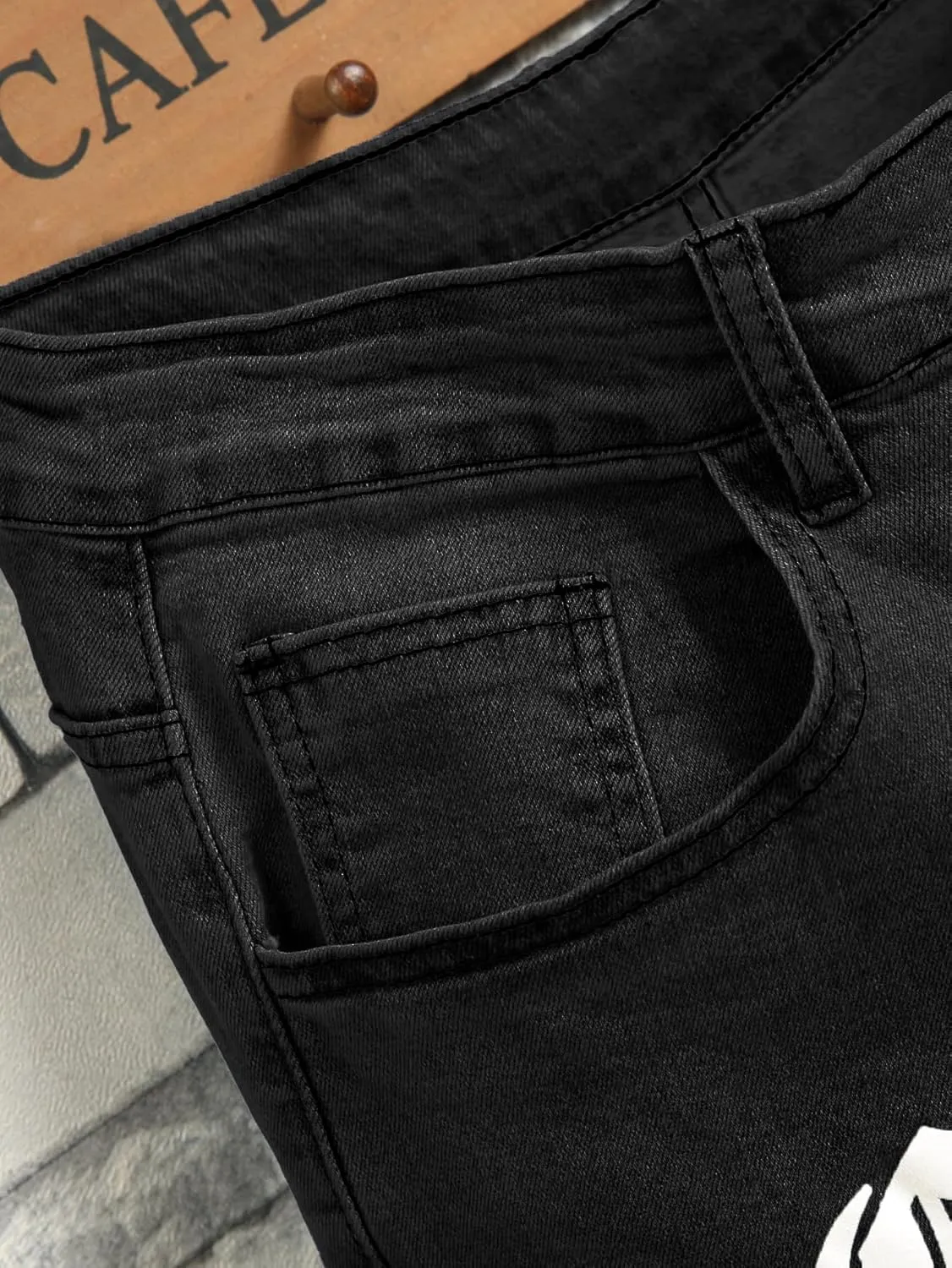 Mens Womens Lightweight Slim Fit Stretch Ripped Jeans Summer Spring Distressed Destroyed Denim Pan Skinny Jeans