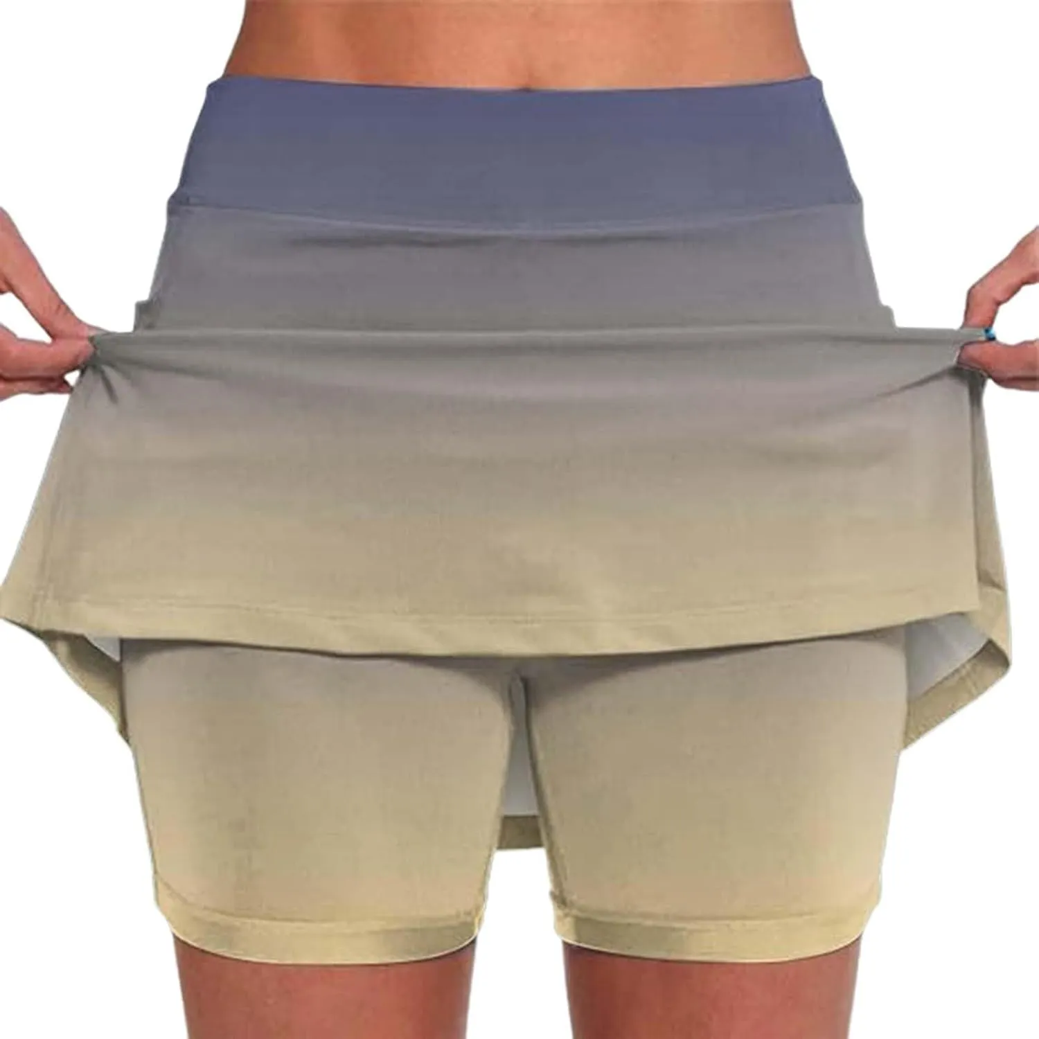 Tennis Skirts for Women with Shorts Tummy Control High Waisted Golf Skorts Running Workout Athletic Midi Skirt 2 in 1