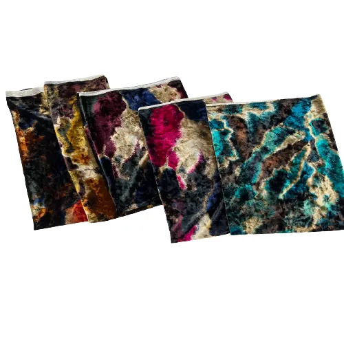 Turquoise Blue Multicolor Acid Tie Dye Stretch Velvet Fabric