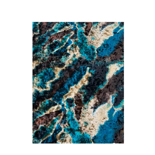Turquoise Blue Multicolor Acid Tie Dye Stretch Velvet Fabric