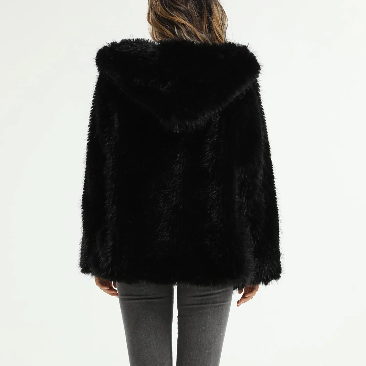 Women's Coats Winter Fleece Cropped Jacket Long Sleeve Open Front Cardigan Warm Outerwear Fall Clothes, S-2XL