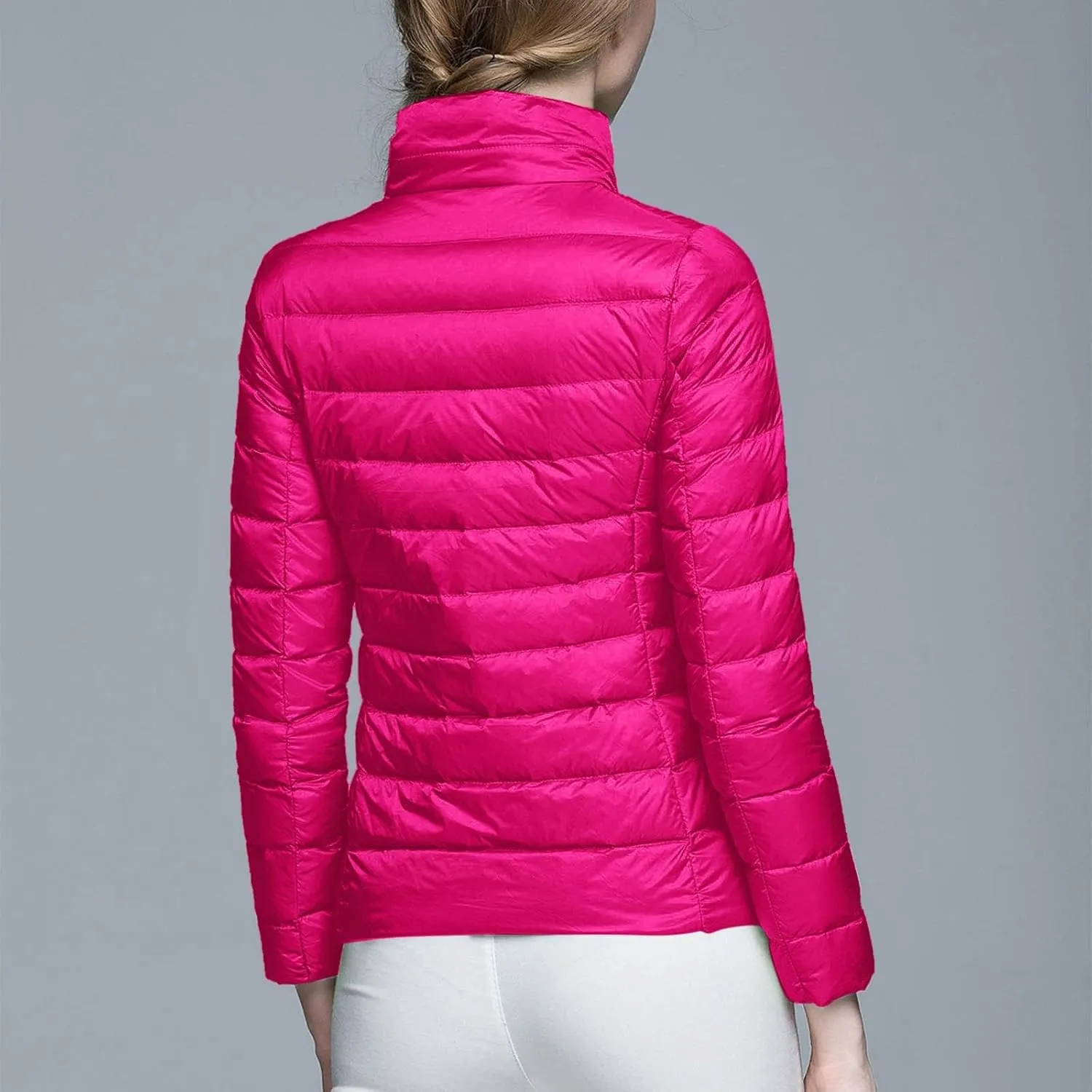 Women's Down Jackets & Parkas Warm Packable Lightweight Winter Quilted Jacket Stand Collar Slim Fit Cropped Puffer Jackets