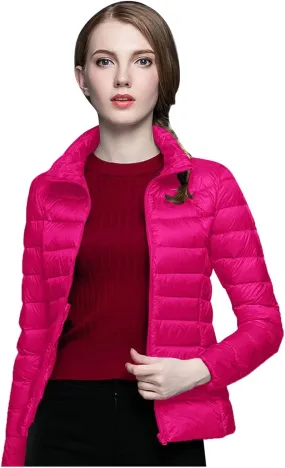 Women's Down Jackets & Parkas Warm Packable Lightweight Winter Quilted Jacket Stand Collar Slim Fit Cropped Puffer Jackets