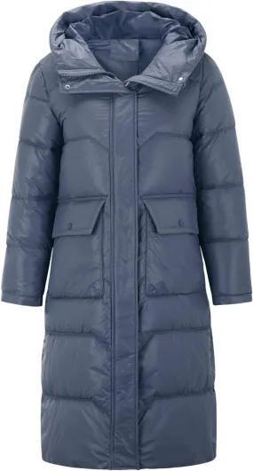 Womens Long Down Jacket Lightweight Water-Resistant Hooded Puffer Coat Winter Warm Parka Down Jackets With Pockets