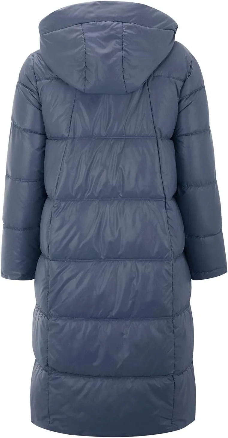 Womens Long Down Jacket Lightweight Water-Resistant Hooded Puffer Coat Winter Warm Parka Down Jackets With Pockets