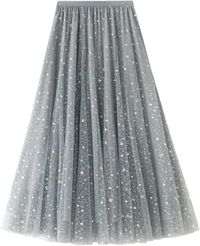 Women's Summer Elastic Waist Bohemian Print Beach Outfits High Waist Casual Maxi Skirt A-Line Tiered Long Skirt