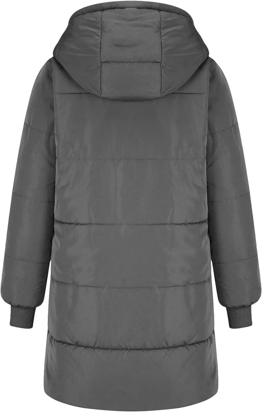 Women's Thickened Long Down Jacket Winter Down Coat Hooded Puffer Jacket with Zipper Trendy Reversible Warm Coats